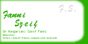 fanni szeif business card